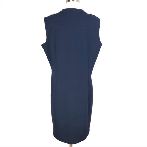 New DKNY button down sleeveless sheath dress blue - Picture 4 of 8